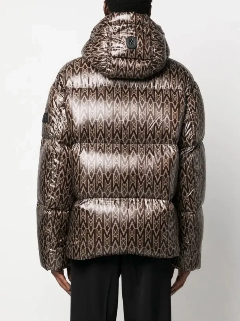 100% Authentic Mackage Brown Monogram Puffer Jacket with Hood